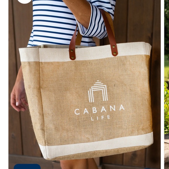 Cabana Life Tan and White Tote Bag - Picture 4 of 7